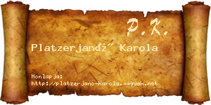 Platzerjanó Karola névjegykártya